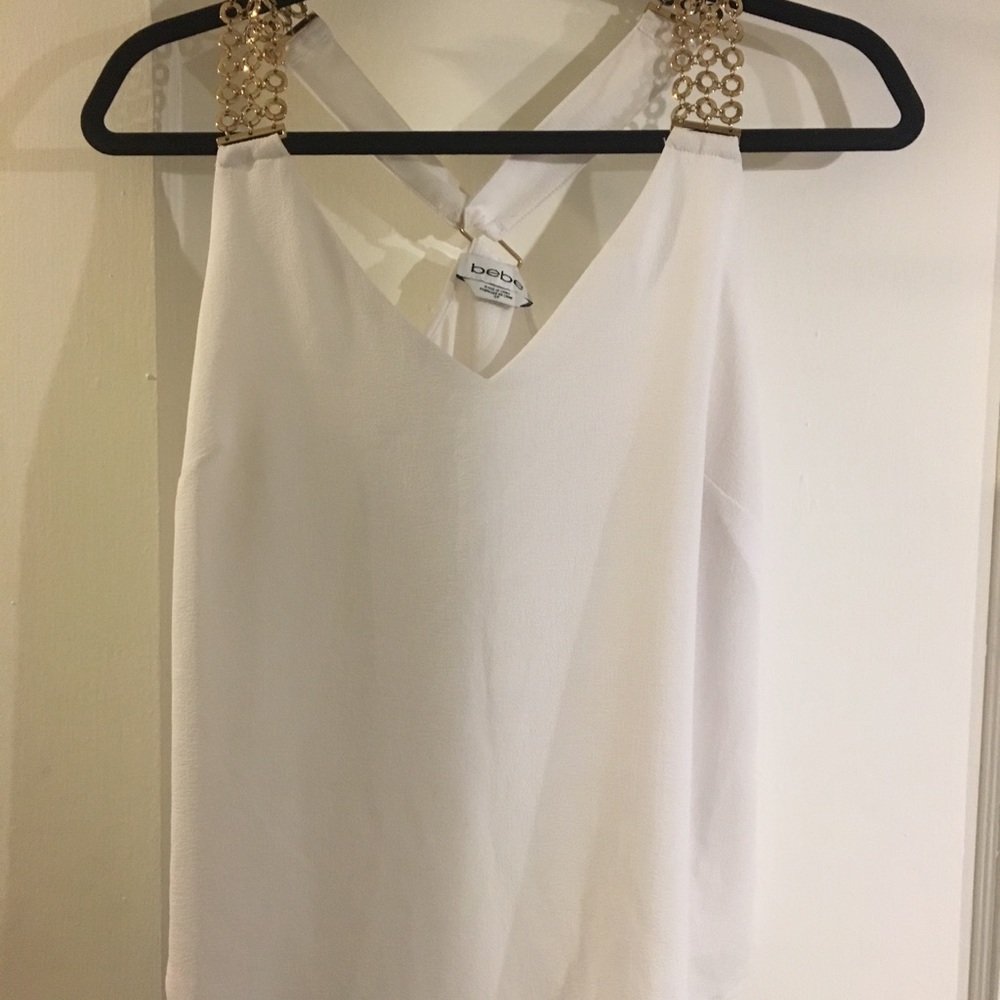 Bebe Flowy White Tank